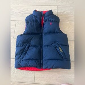 Polo Ralph Lauren boy's reversible down puffer vest red and navy blue size 6